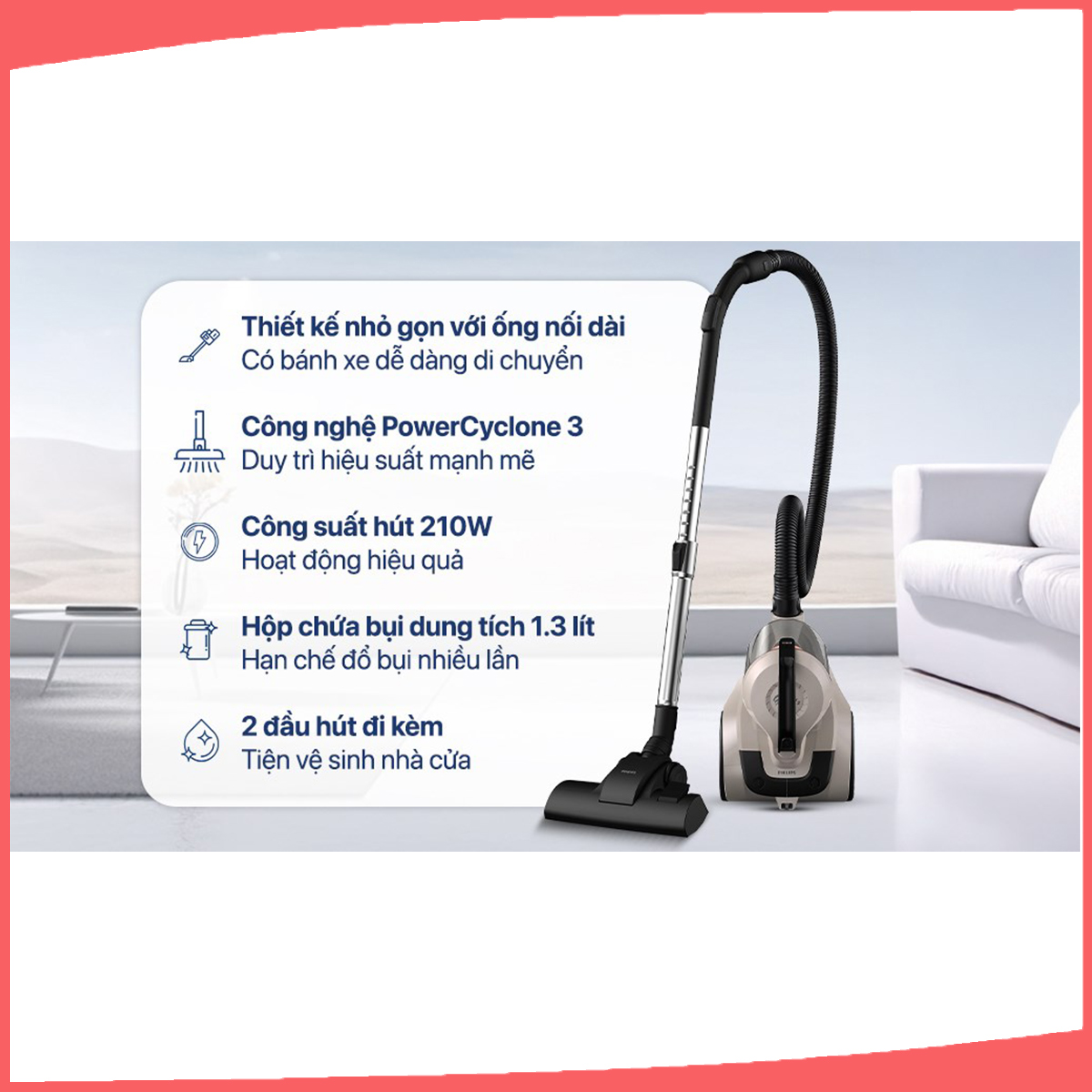 Hình ảnh sản phẩm - [XB1012/10] Máy Hút Bụi Philips