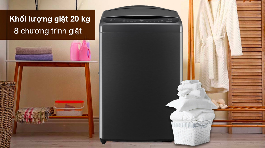 Máy giặt LG Inverter 20 kg TV2520DV7J - Khối lượng giặt 20 kg phù hợp gia đình trên 7 người, trang bị 9 chương trình giặt đa dạng