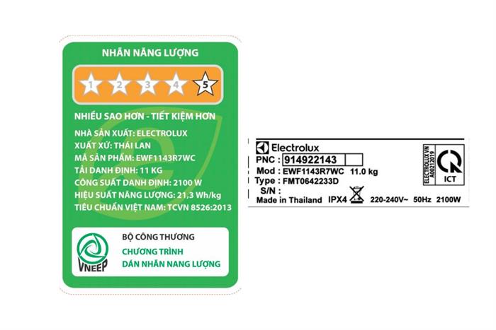 Hình ảnh sản phẩm - [EWF1143R7WC] Máy giặt Electrolux UltimateCare 700 Inverter 11kg