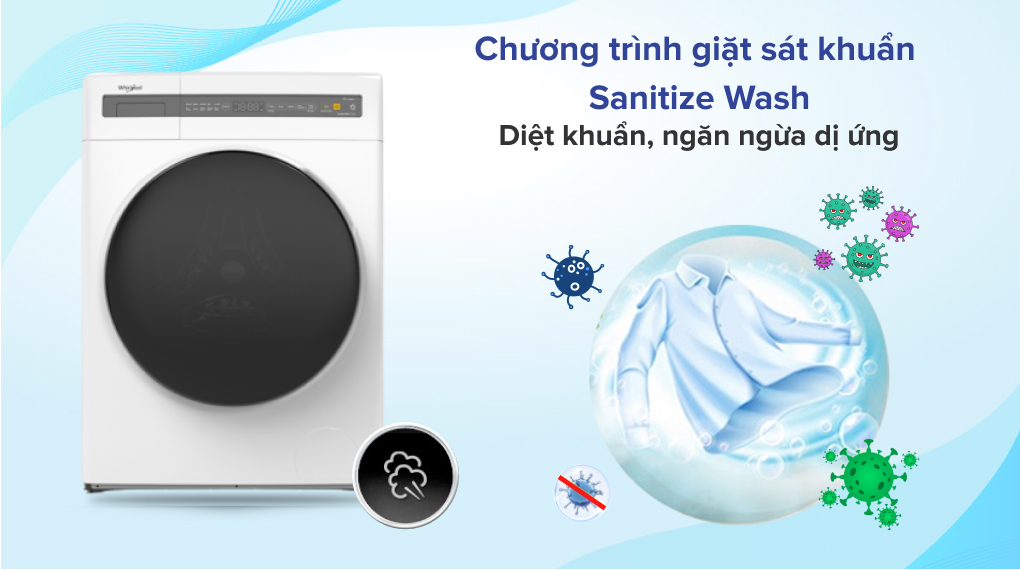 Máy giặt Whirlpool Inverter 10.5 kg FWEB10502FW - Công nghệ giặt Sanitize Wash