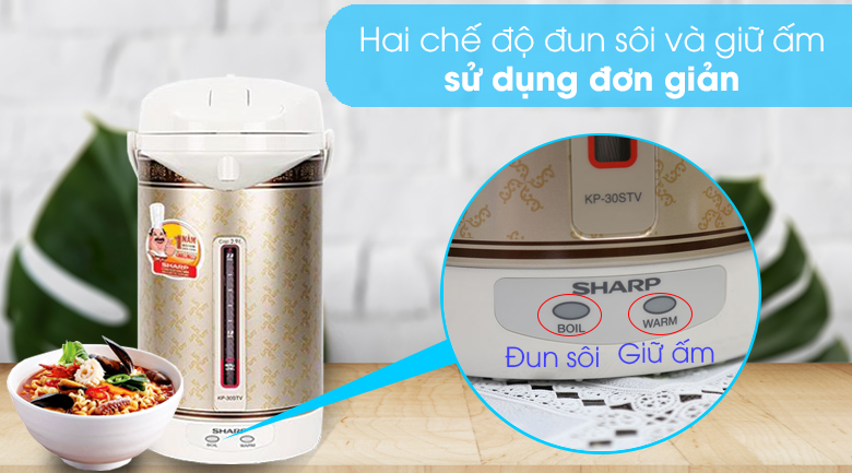 Bình thủy điện Sharp KP-30STV RB 2.9 lít - Chức năng đun sôi và giữ ấm