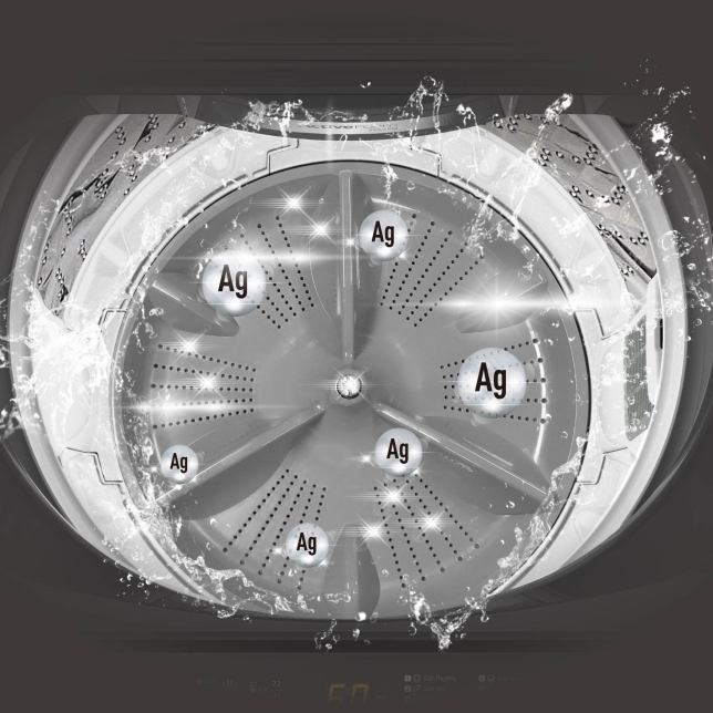 Máy giặt Panasonic sử dụng mâm giặt với các tinh thể ion bạc, kháng khuẩn và chống nấm mốc