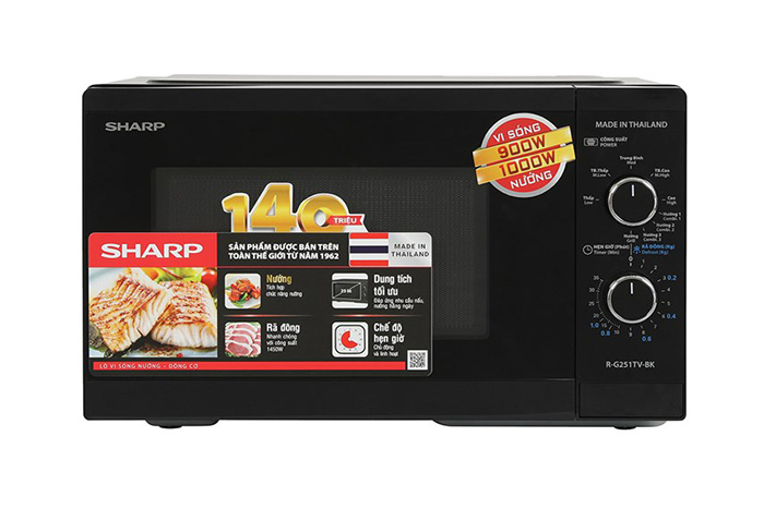 Hình ảnh sản phẩm - [R-G251TV-BK] Lò Vi Sóng Có Nướng Sharp 25 Lít