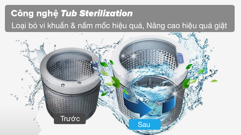 Công nghệ Tub Sterilization giúp tiệt trùng lồng giặt, nâng cao hiệu quả giặt - Máy giặt Whirlpool VWIID1002FG