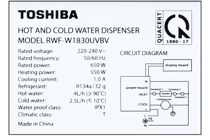 Hình ảnh sản phẩm - [ RWF-W1830UVBV(T) ] Máy Nước Nóng Lạnh Toshiba