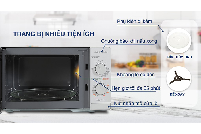 Hình ảnh sản phẩm - [R-G211TV-SL] Lò Vi Sóng Sharp Có Nướng 21 Lít