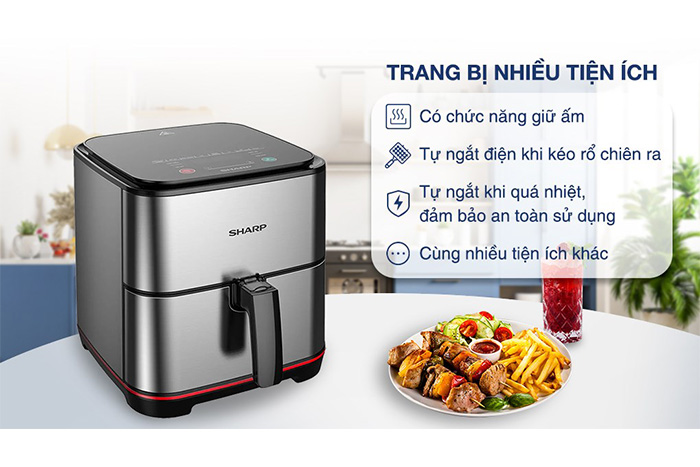 Hình ảnh sản phẩm - [KF-AF70EV-ST] Nồi Chiên Không Dầu Sharp 7 Lít