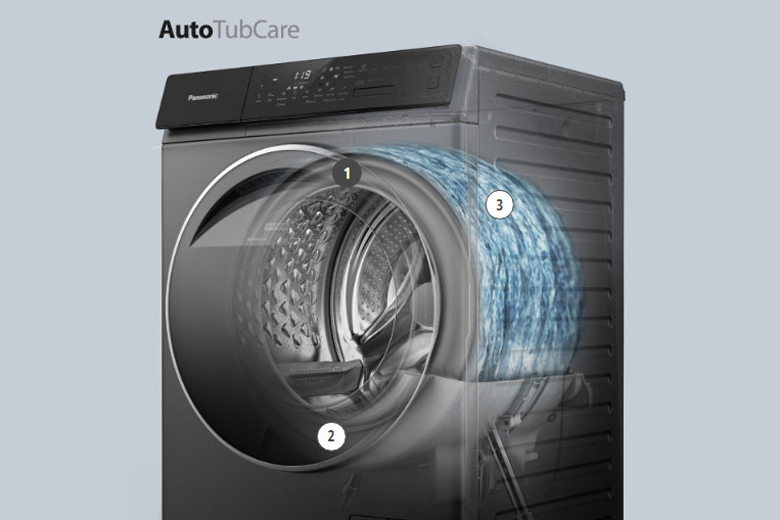 Máy giặt Panasonic Inverter 9kg NA-V90FC1LVT lồng ngang - Auto Tub Care