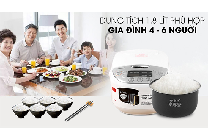 Hình ảnh sản phẩm - [RC-18DH2PV(W)] Nồi Cơm Điện Tử Toshiba 1.8 Lít