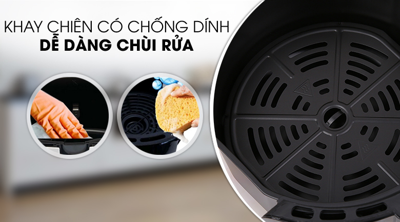 Khay chiên chống dính dễ lau chùi - Nồi chiên không dầu Ferroli FAF-4.0M 4 lít