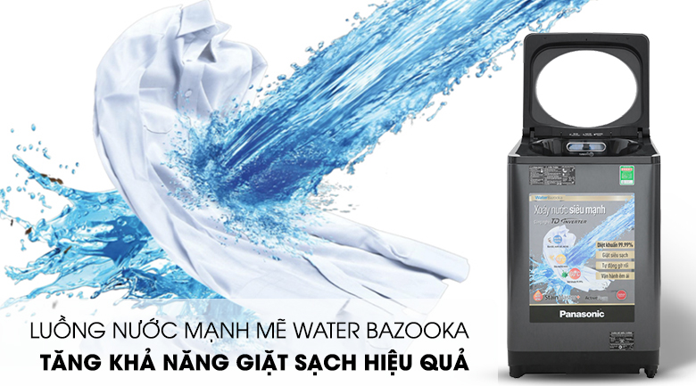 Giặt mạnh mẽ với luồng nước Water Bazooka - Máy giặt Panasonic Inverter 11.5 Kg NA-FD11VR1BV