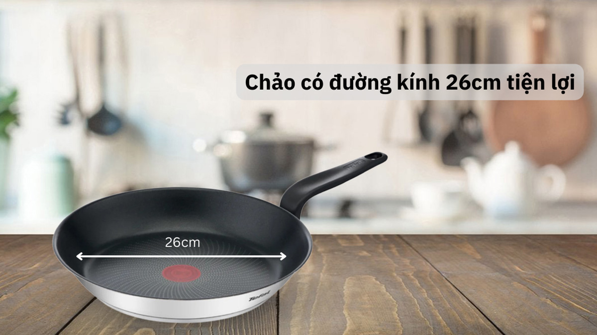 Chảo chiên Tefal Primary 26cm E3090504 có đường kính lớn 26cm