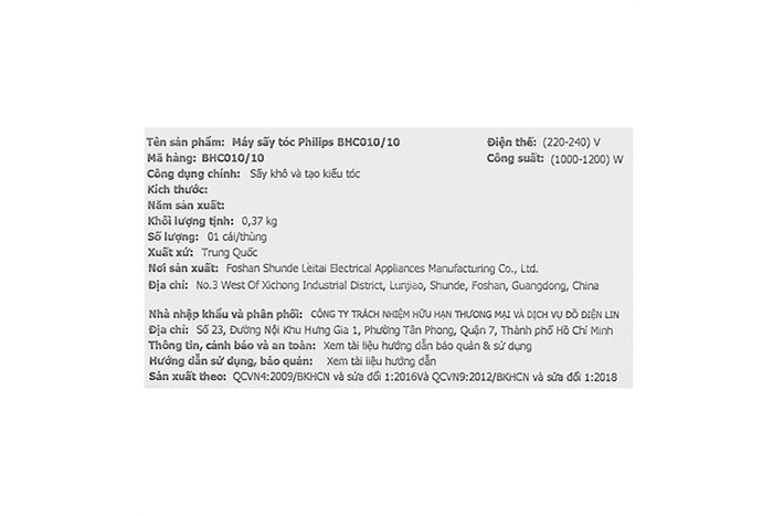 Hình ảnh sản phẩm - [BHC010/10] Máy Sấy Tóc Philips