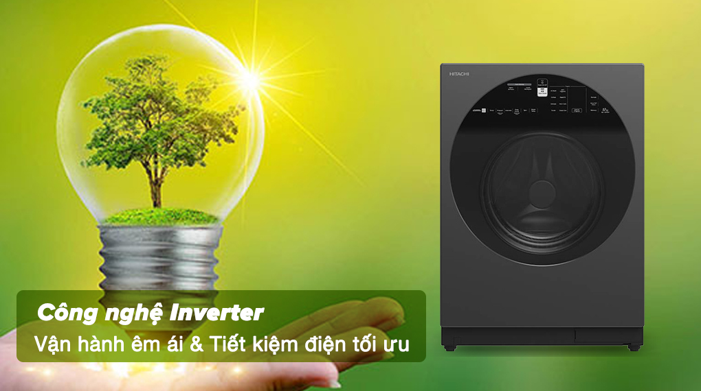 Máy giặt Inverter 10 kg Hitachi BD-100XGV MAG - Công nghệ Inverter hoạt động ổn định, êm ái và tiết kiệm điện tối ưu