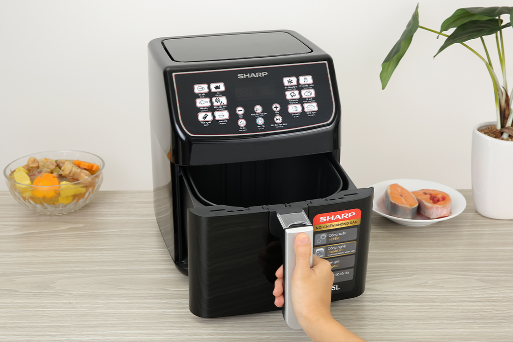 Hình ảnh sản phẩm - [KF-AF55EV-BK] Nồi Chiên Không Dầu Sharp 5.5 Lít