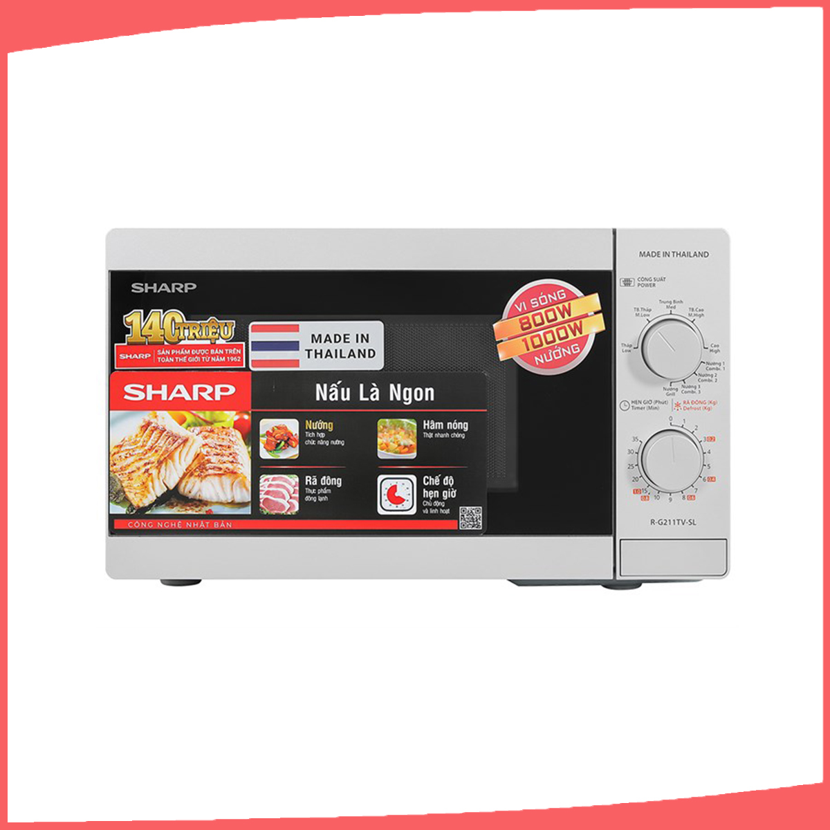 Hình ảnh sản phẩm - [R-G211TV-SL] Lò Vi Sóng Sharp Có Nướng 21 Lít