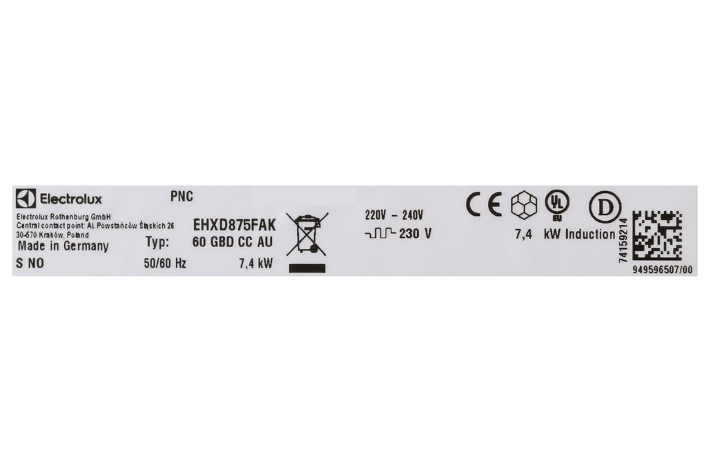 Hình ảnh sản phẩm - [EHXD875FAK] Bếp từ âm 4 vùng nấu Electrolux 