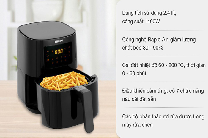 Hình ảnh sản phẩm - [HD9252/90] Nồi Chiên Không Dầu Philips 4.1 Lít