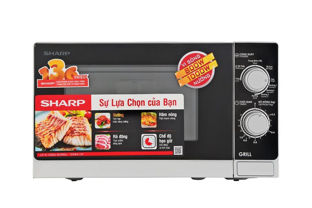 Hình ảnh sản phẩm - [R-G222VN-S] Lò vi sóng có nướng SHARP R-G222VN-S 20 lít
