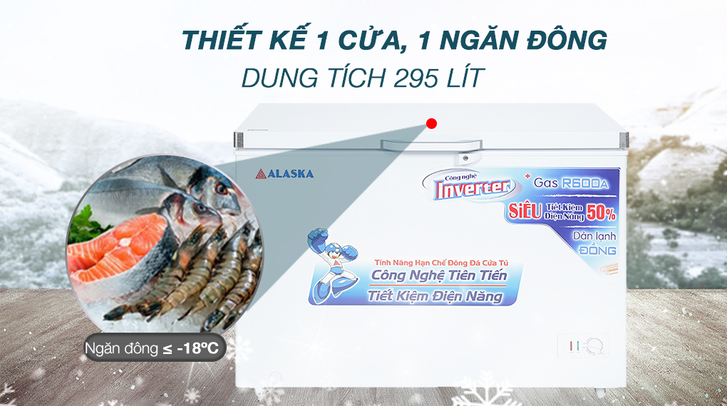 Tủ đông Alaska Inverter 295 lít BD 400CI - Tổng quan thiết kế