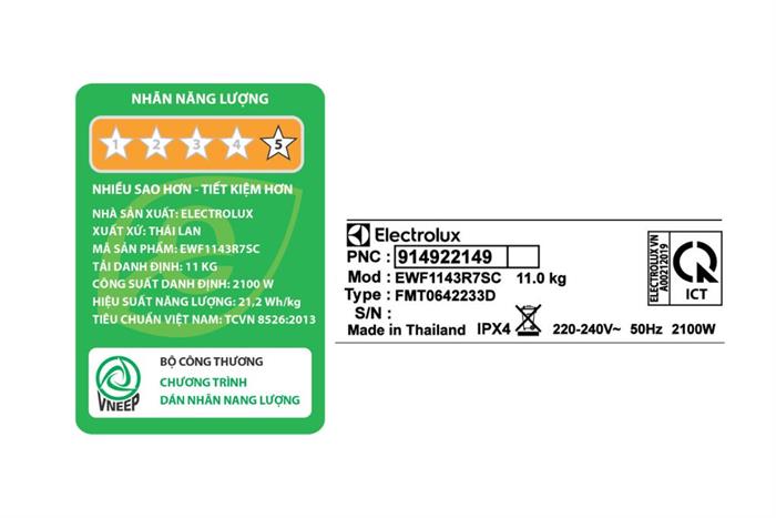 Hình ảnh sản phẩm - [EWF1143R7SC] Máy giặt Electrolux UltimateCare 700 Inverter 11kg