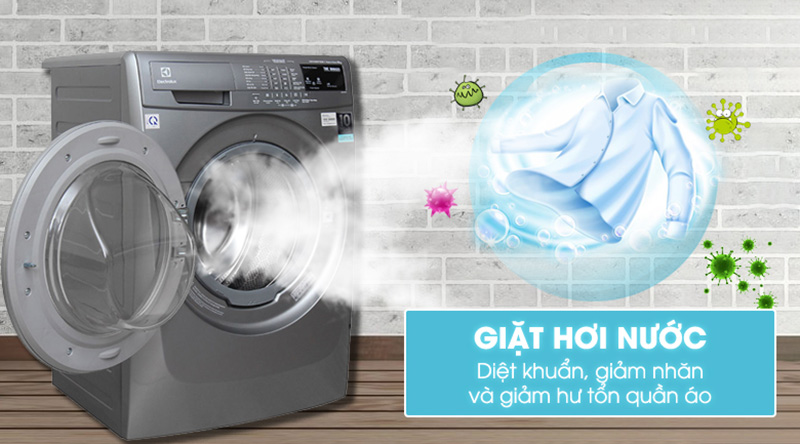 Giặt hơi nước Vapour Care - Máy giặt Electrolux Inverter 8 kg EWF12844S