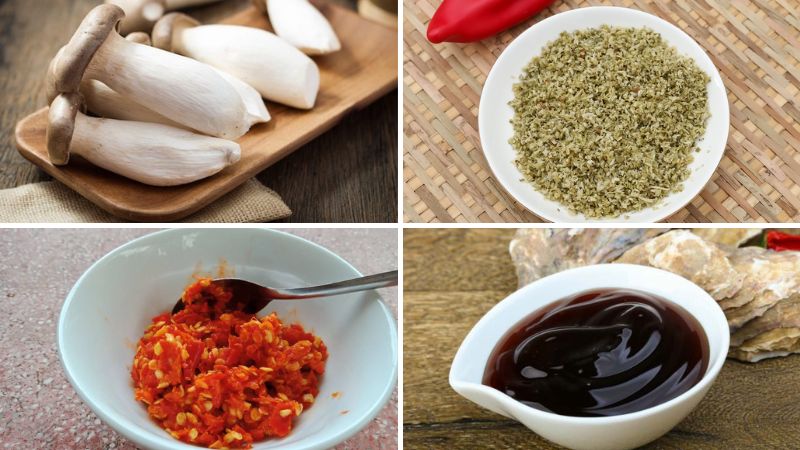 Nguyên liệu làm món nấm đùi gà kho sả ớt