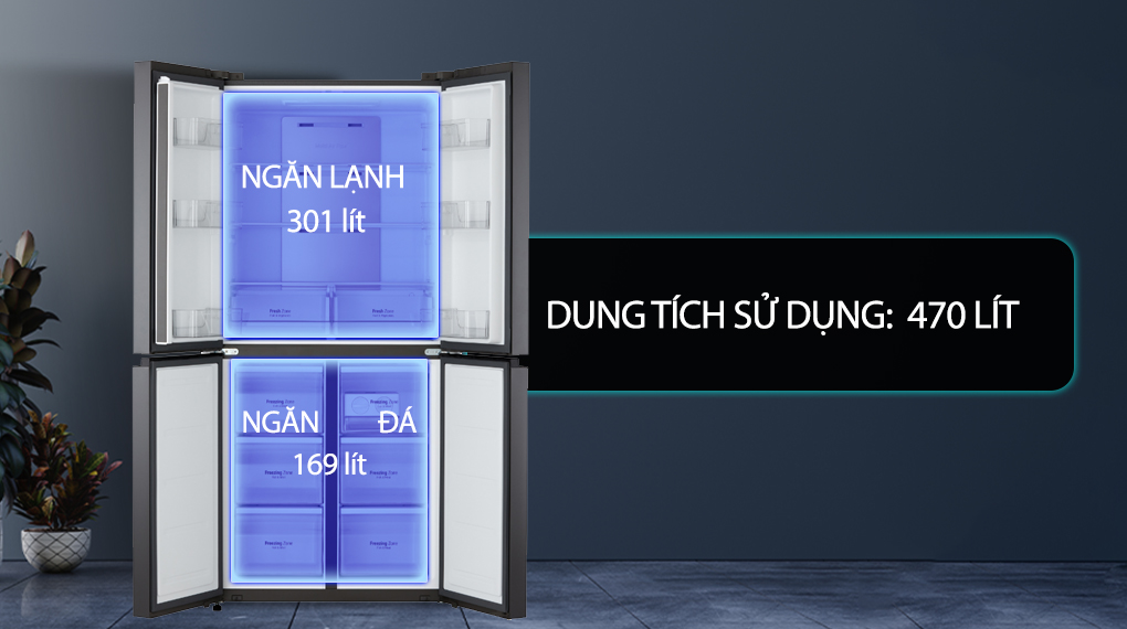 dung tích - Tủ lạnh LG Inverter 470 lít Multi Door GR-B50BL