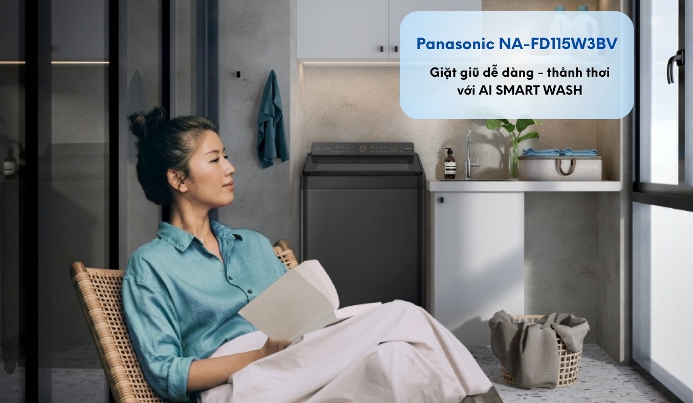 Máy giặt Panasonic Inverter 11.5 kg NA-FD115W3BV công nghệ AI Smart Wash