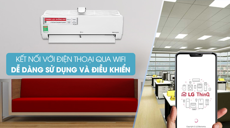 Máy lạnh LG Inverter 1 HP V10APFUV-Điều khiển thông minh trên điện thoại nhờ tích hợp bộ phát wifi