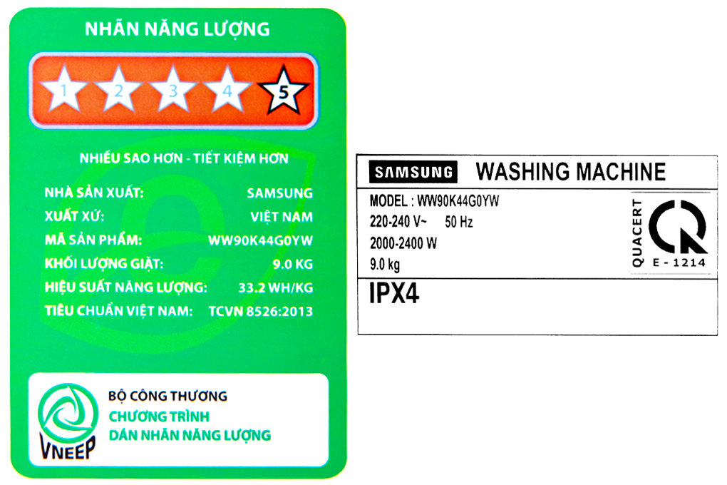 Hình ảnh sản phẩm - [WW90K44G0YW/SV] Máy giặt Samsung Addwash Inverter 9 Kg 