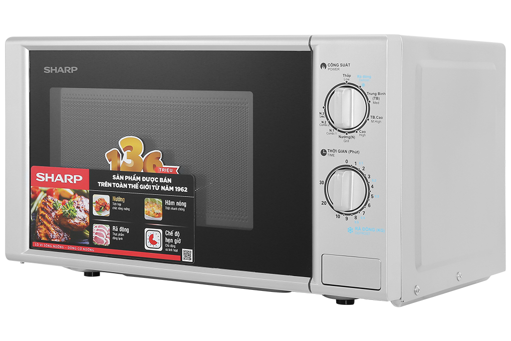 Hình ảnh sản phẩm - [R-G228VN-SL] Lò vi sóng có nướng Sharp R-G228VN-SL 20 lít