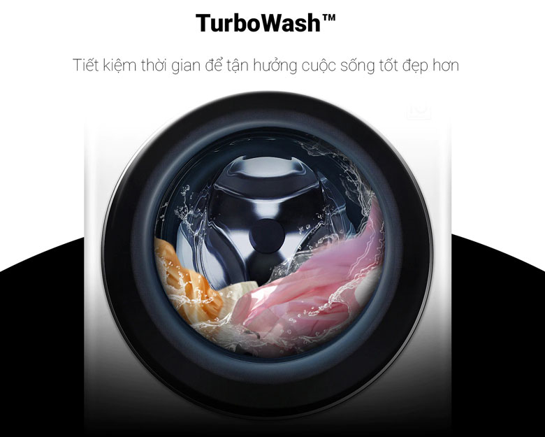 Máy giặt sấy LG Inverter 10kg FV1410D4W1 - Giặt sạch nhanh với TurboWash