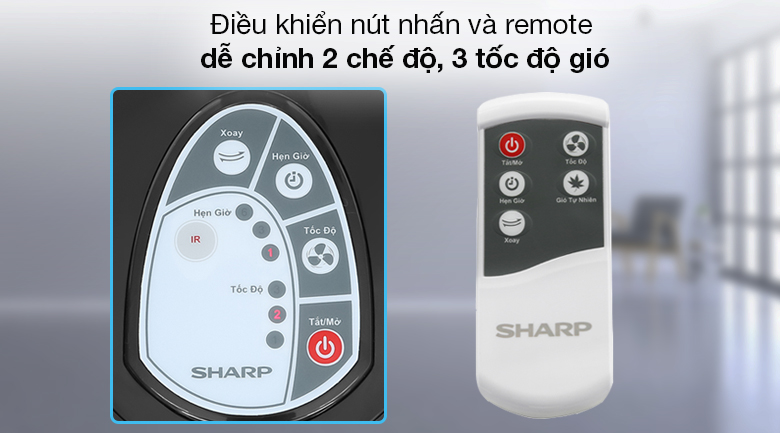 Quạt lửng Sharp PJ-L40RV-DG - 2 chế độ gió tự nhiên và gió thường với 3 tốc độ giờ từ nhẹ đến mạnh dễ chỉnh với điều khiển nút và remote