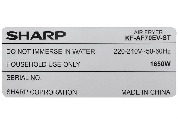 Hình ảnh sản phẩm - [KF-AF70EV-ST] Nồi Chiên Không Dầu Sharp 7 Lít