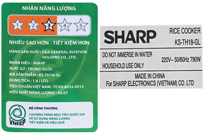 Hình ảnh sản phẩm - [KS-TH18-GL] Nồi Cơm Điện Tử Sharp 1.8 Lít