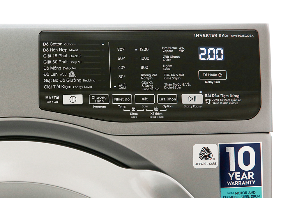 Hình ảnh sản phẩm - [EWF8025CQSA] Máy giặt Electrolux Inverter 8 kg EWF8025CQSA