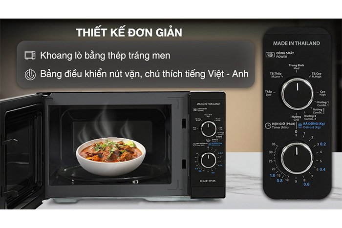 Hình ảnh sản phẩm - [R-G251TV-BK] Lò Vi Sóng Có Nướng Sharp 25 Lít
