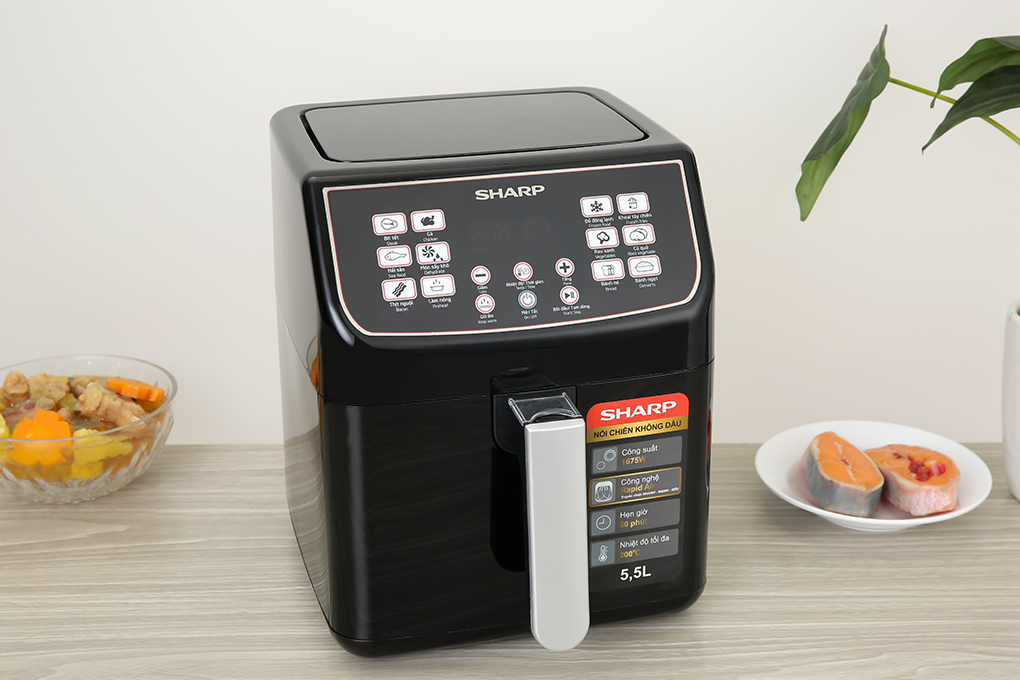 Hình ảnh sản phẩm - [KF-AF55EV-BK] Nồi Chiên Không Dầu Sharp 5.5 Lít