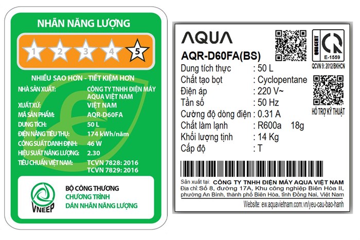 Hình ảnh sản phẩm - [AQR-D60FA(BS)] Tủ lạnh mini Aqua - 50 lít