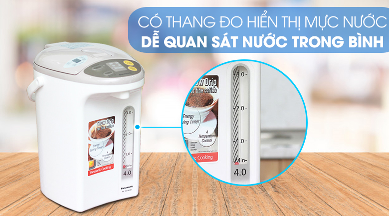 Bình thủy điện Panasonic NC-EG4000CSY 4 lít - Thang đo nước