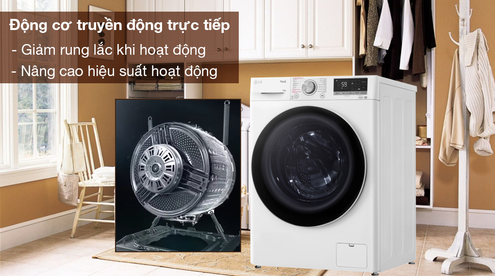 Máy giặt LG Inverter 13 kg FV1413S4W - Khối lượng 13 kg, trang bị 14 chương trình giặt