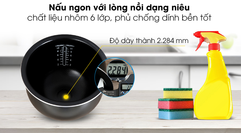 Lòng nồi dày bền - Nồi cơm điện tử Tefal 1.8 lít RK752168