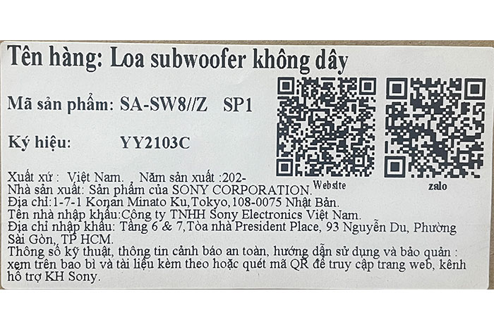Hình ảnh sản phẩm - [SA-SW8//Z SP1] Loa Siêu Trầm Không Dây Sony BRAVIA Theatre Sub 8