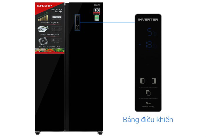 Hình ảnh sản phẩm - [SJ-SBX440VG-BK] Tủ Lạnh Sharp Side By Side Inverter 442 Lít