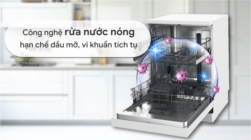 Máy rửa chén độc lập Whirlpool WFE 2B19 - Rửa nước nóng