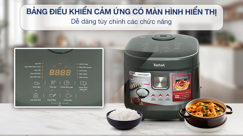 Nồi cơm cao tần Tefal 1.8 lít RK818A68 - Bảng điều khiển