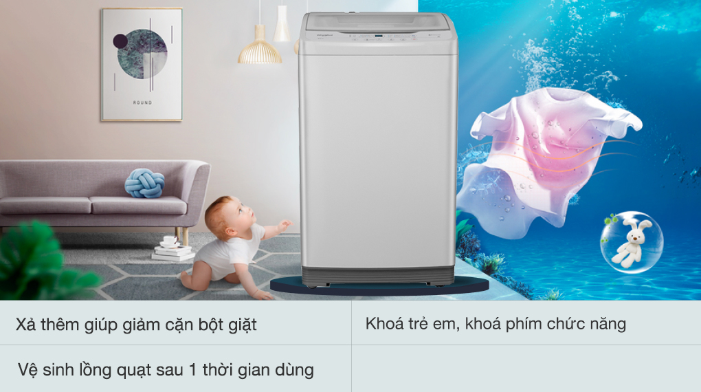 Khóa trẻ em tránh làm ảnh hưởng đến thời gian giặt của máy - Máy giặt Whirlpool VWIID1002FG