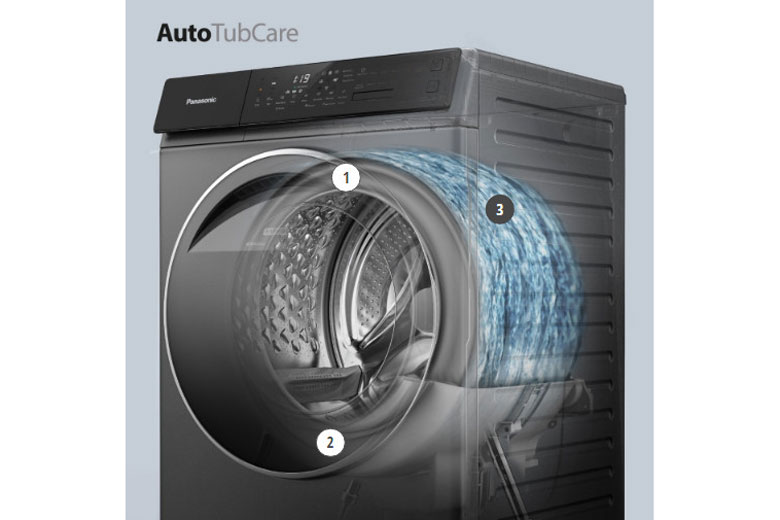 Máy giặt sấy Panasonic Inverter 10 kg NA-V10FC1LVT lồng ngang - Auto Tub Care cho lồng giặt luôn sạch