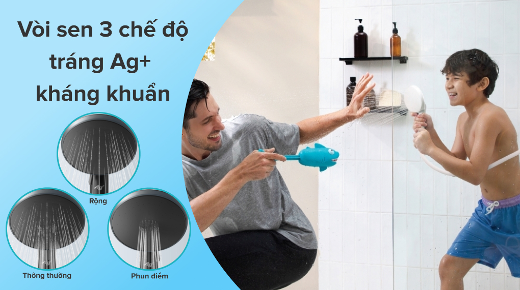 Máy nước nóng trực tiếp Panasonic 4500W DH-4UP1VS - Vòi sen 3 chế độ tích hợp Ag+ kháng khuẩn